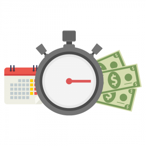 gps asset tracking time and money icon