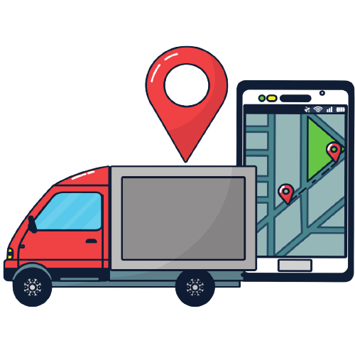 gps asset tracking truck phone icon